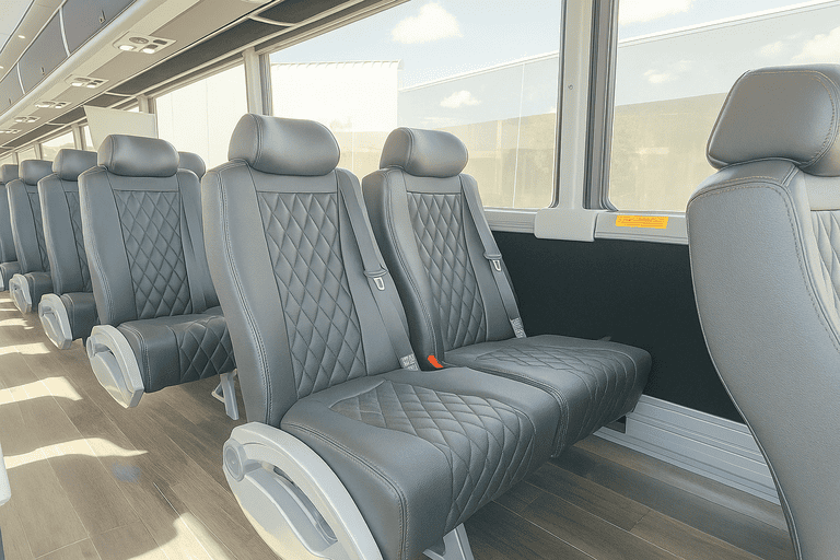 interior of Lawrence Coach Bus Service charter bus